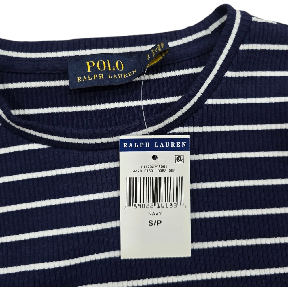 Polo Ralph Lauren Striped Rib-knit Cropped Striped Top Pullover - Picture 7 of 9